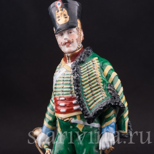 Фарфоровая статуэтка солдата Трубач 2го гусарского полка, Carl Thieme, Германия, нач. 20 в.
