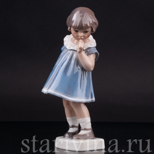 Фарфоровая статуэтка Девочка с пальцем во рту, Dahl Jensen, Дания, 1920-80 гг.