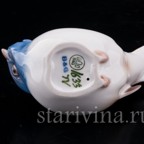Фигурка птицы из фарфора Синица-оптимист, Bing & Grondahl, Дания, 1983-84 гг.
