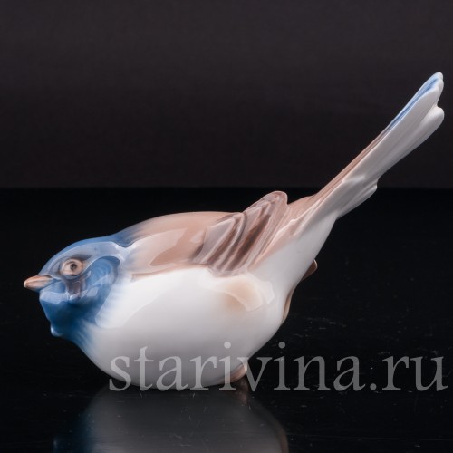Фигурка птицы из фарфора Синица-оптимист, Bing & Grondahl, Дания, 1983-84 гг.