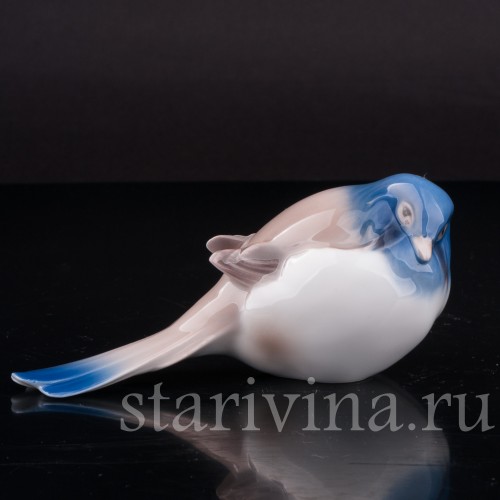 Фигурка птицы из фарфора Синица-пессимист, Bing & Grondahl, Дания, 1948-52 гг.