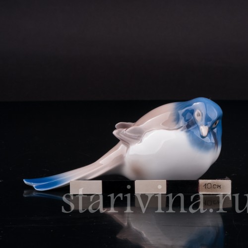 Фигурка птицы из фарфора Синица-пессимист, Bing & Grondahl, Дания, 1948-52 гг.