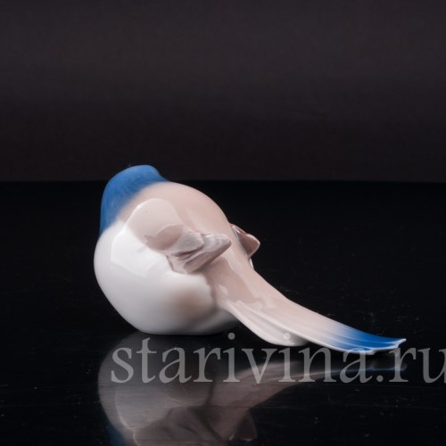 Фигурка птицы из фарфора Синица-пессимист, Bing & Grondahl, Дания, 1948-52 гг.