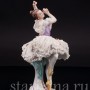 Фигурка из фарфора Балерина с поднятыми руками, кружевная, Volkstedt, Германия, нач. 20 в.