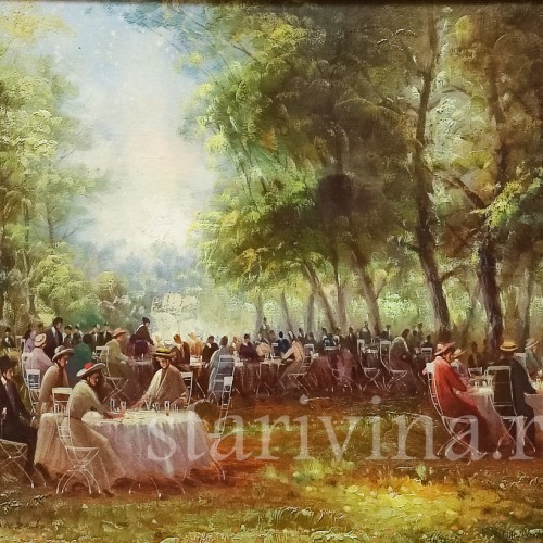 Картина маслом на холсте Под сенью деревьев, Франция, сер. 20 в.