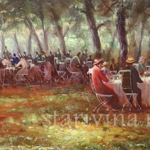 Картина маслом на холсте Под сенью деревьев, Франция, сер. 20 в.