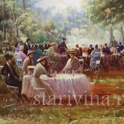 Картина маслом на холсте Под сенью деревьев, Франция, сер. 20 в.