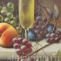 Картина маслом на холсте Натюрморт с бокалом, персиком и виноградом, Германия, сер. 20 в.
