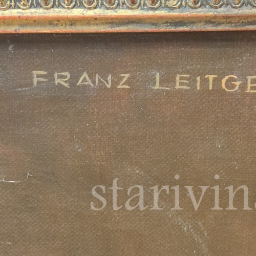 Картина маслом на холсте Натюрморт с бокалом, персиком и виноградом, Германия, сер. 20 в.