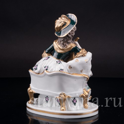 Фарфоровая статуэтка Дама в шляпе с лютней, Ernst Bohne Sohne, Германия, нач. 20 в.