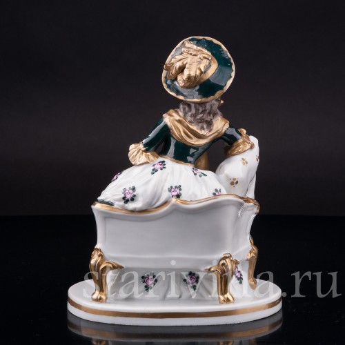 Фарфоровая статуэтка Дама в шляпе с лютней, Ernst Bohne Sohne, Германия, нач. 20 в.