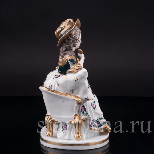 Фарфоровая статуэтка Дама в шляпе с лютней, Ernst Bohne Sohne, Германия, нач. 20 в.