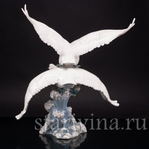 Фарфоровая статуэтка птиц Летящие лебеди, Hutschenreuther, Германия, 1970 гг.