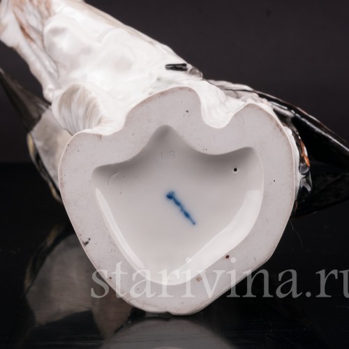 Фигурка птицы из фарфора Дятел на дереве, KPM, Германия, 1950-60 гг.