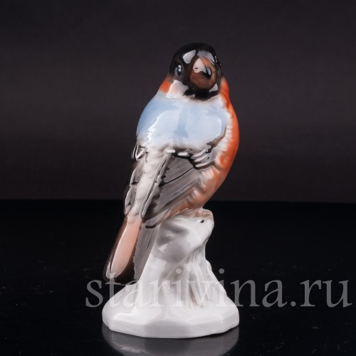Фигурка птицы из фарфора Снегирь, Unterweissbach, Германия, 1958-76 гг.