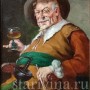 Картина маслом Портрет мужчины в шляпе с бокалом вина, Германия.