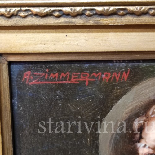 Картина маслом Портрет мужчины в шляпе с бокалом вина, Германия.