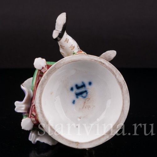 Фарфоровая статуэтка Охотник с собакой, Jacob Petit, Франция, перв. пол. 19 в.