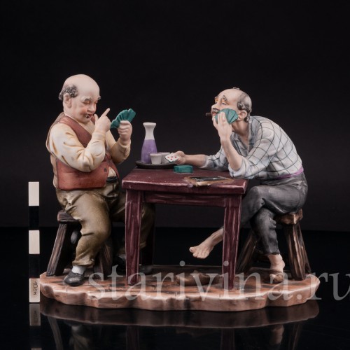 Фарфоровая композиция Игроки в карты, Capodimonte, Италия, сер. 20 в.