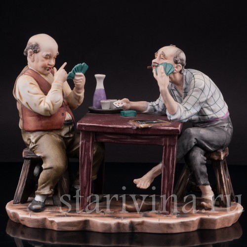 Фарфоровая композиция Игроки в карты, Capodimonte, Италия, сер. 20 в.