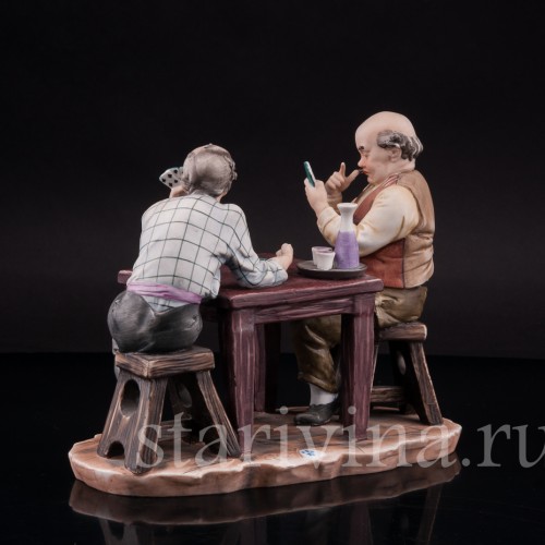 Фарфоровая композиция Игроки в карты, Capodimonte, Италия, сер. 20 в.