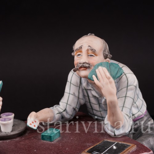 Фарфоровая композиция Игроки в карты, Capodimonte, Италия, сер. 20 в.