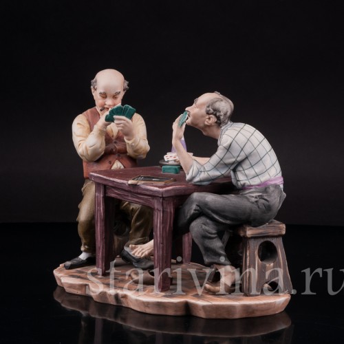 Фарфоровая композиция Игроки в карты, Capodimonte, Италия, сер. 20 в.