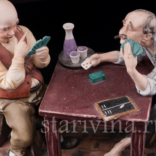 Фарфоровая композиция Игроки в карты, Capodimonte, Италия, сер. 20 в.