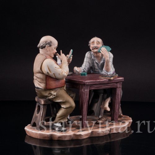 Фарфоровая композиция Игроки в карты, Capodimonte, Италия, сер. 20 в.