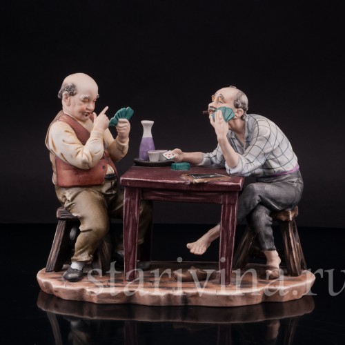 Фарфоровая композиция Игроки в карты, Capodimonte, Италия, сер. 20 в.