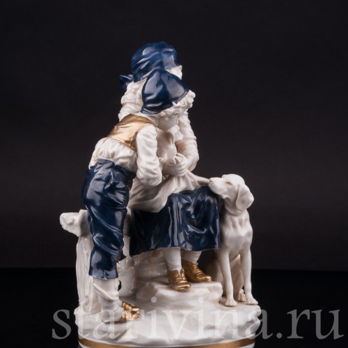 Фарфоровая статуэтка Дети со щенком, Ernst Bohne Sohne, Германия, нач. 20 века.