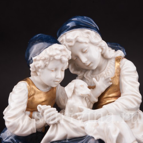 Фарфоровая статуэтка Дети со щенком, Ernst Bohne Sohne, Германия, нач. 20 века.