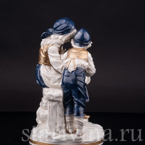 Фарфоровая статуэтка Дети со щенком, Ernst Bohne Sohne, Германия, нач. 20 века.