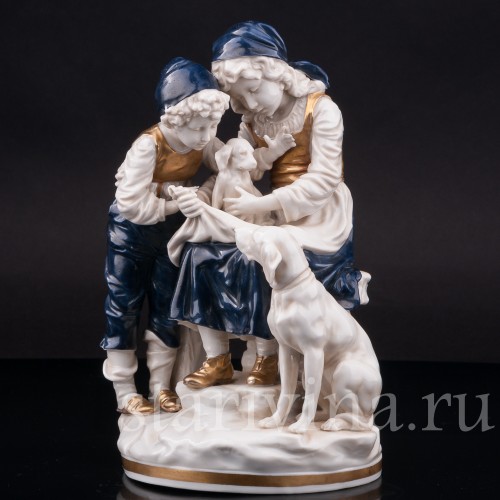 Фарфоровая статуэтка Дети со щенком, Ernst Bohne Sohne, Германия, нач. 20 века.