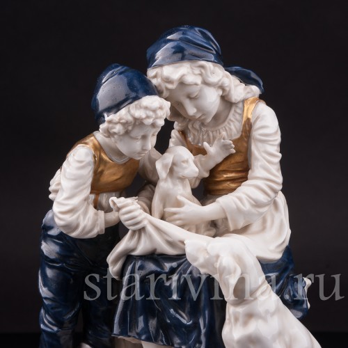 Фарфоровая статуэтка Дети со щенком, Ernst Bohne Sohne, Германия, нач. 20 века.