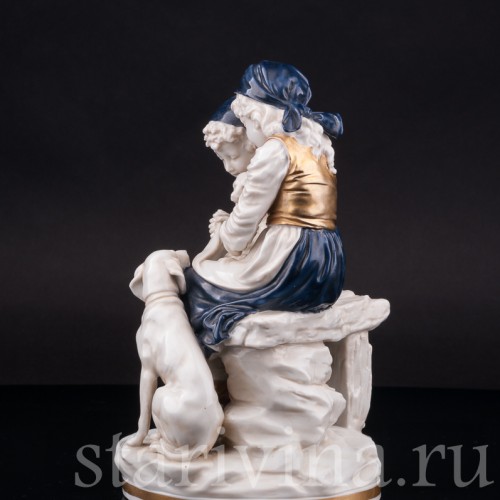 Фарфоровая статуэтка Дети со щенком, Ernst Bohne Sohne, Германия, нач. 20 века.