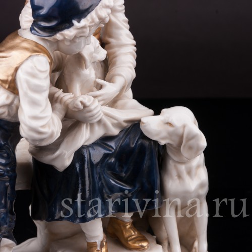 Фарфоровая статуэтка Дети со щенком, Ernst Bohne Sohne, Германия, нач. 20 века.