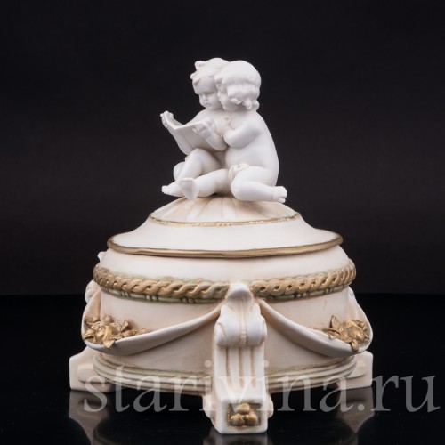 Фарфоровая шкатулка Малыши с книжкой, E. A. Muller, Германия, 1890-1927 гг.