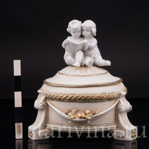 Фарфоровая шкатулка Малыши с книжкой, E. A. Muller, Германия, 1890-1927 гг.