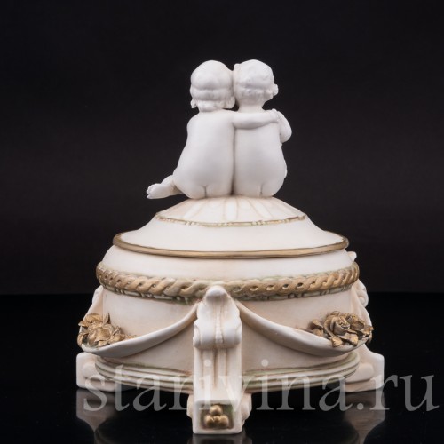 Фарфоровая шкатулка Малыши с книжкой, E. A. Muller, Германия, 1890-1927 гг.