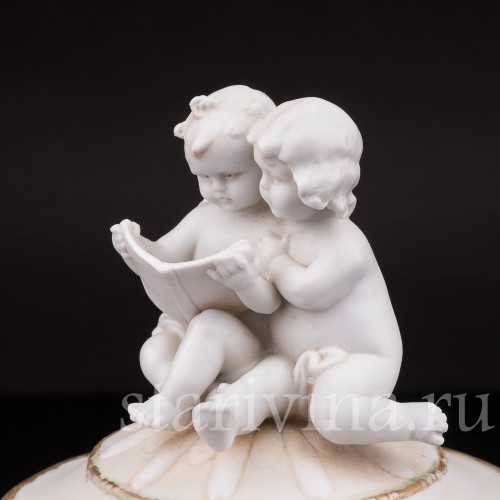 Фарфоровая шкатулка Малыши с книжкой, E. A. Muller, Германия, 1890-1927 гг.