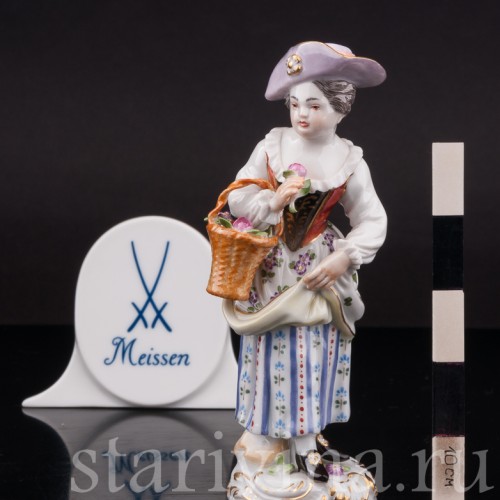 Фарфоровая фигурка Девочка с корзиной, Meissen, Германия, 1968 г.