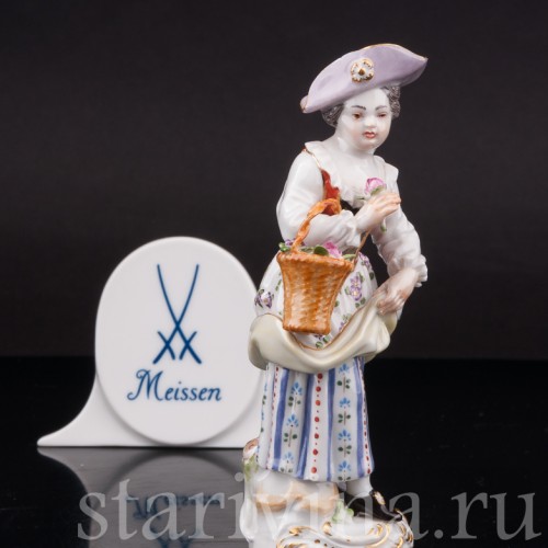 Фарфоровая фигурка Девочка с корзиной, Meissen, Германия, 1968 г.