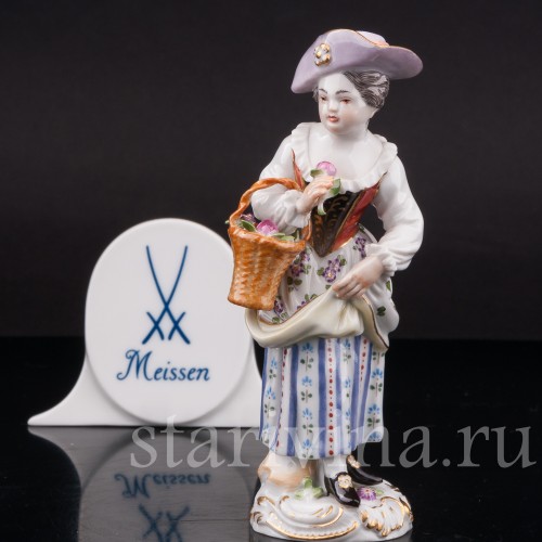 Фарфоровая фигурка Девочка с корзиной, Meissen, Германия, 1968 г.
