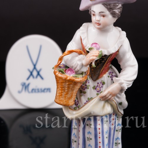 Фарфоровая фигурка Девочка с корзиной, Meissen, Германия, 1968 г.