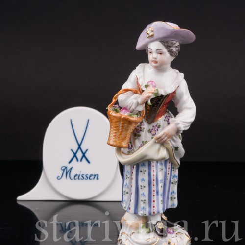 Фарфоровая фигурка Девочка с корзиной, Meissen, Германия, 1968 г.