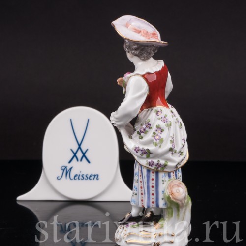 Фарфоровая фигурка Девочка с корзиной, Meissen, Германия, 1968 г.