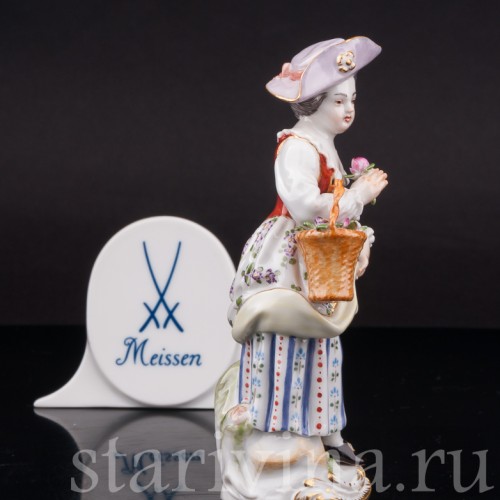 Фарфоровая фигурка Девочка с корзиной, Meissen, Германия, 1968 г.