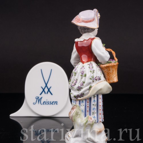 Фарфоровая фигурка Девочка с корзиной, Meissen, Германия, 1968 г.