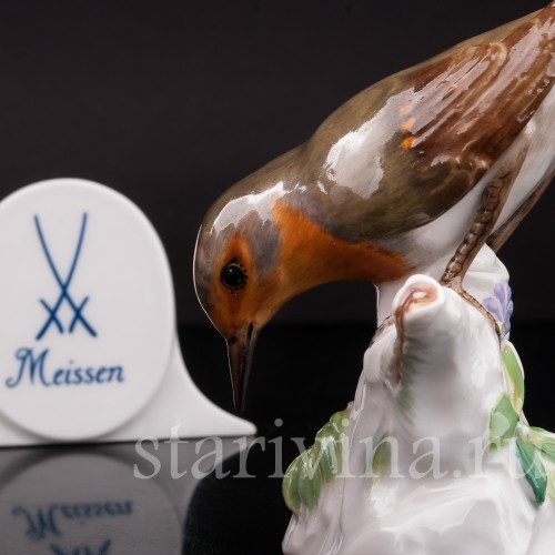 Статуэтка птицы из фарфора Малиновка, Meissen, Германия, сер. 19 - нач. 20 вв.